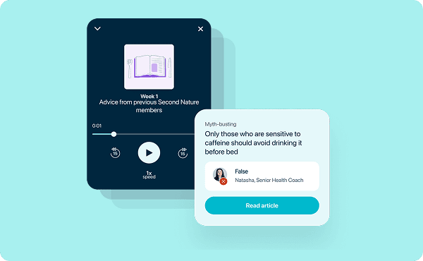 Educational articles and audio content in the app